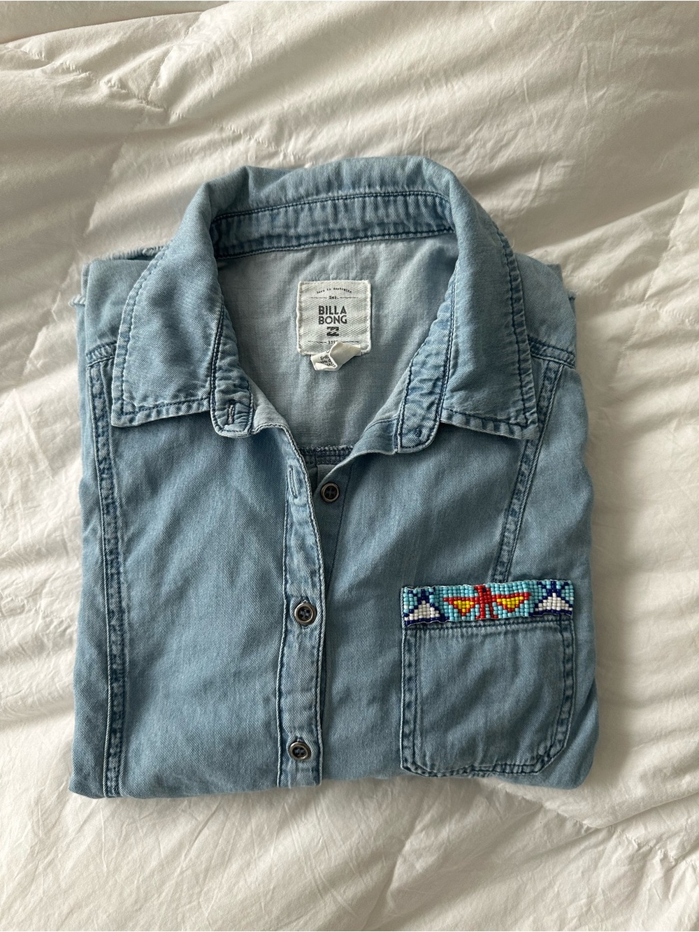 Billabong Denim Shirt with Beaded Detail